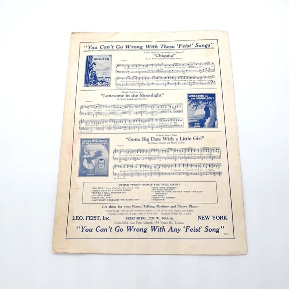 Vintage Sheet Music Ramona Waltz Song Italian Spanish Voice Piano Ukulele Dance - Picture 2 of 4